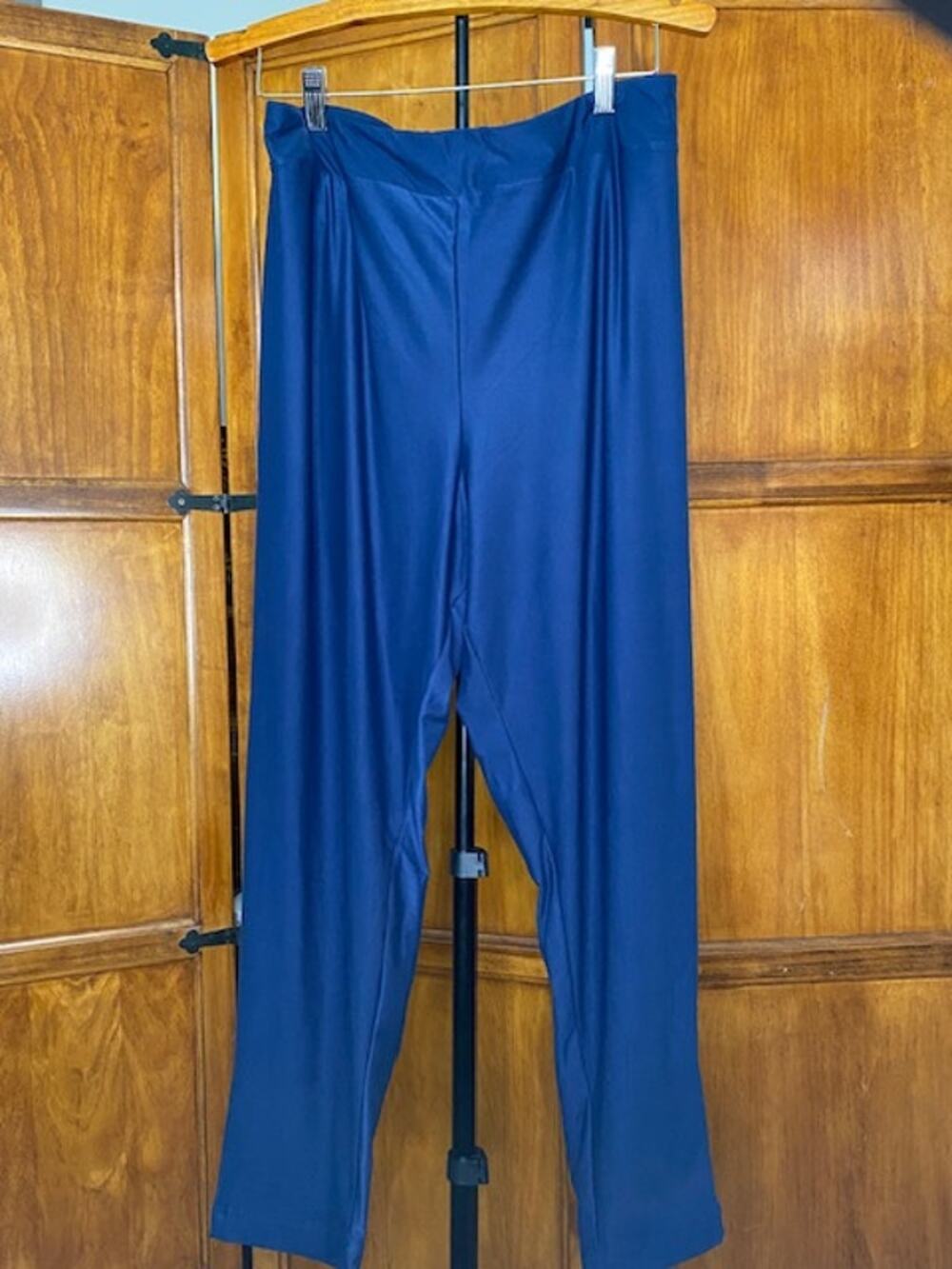 Terra & Sky 4X 28W-30W Navy Blue Wide Leg Pull On Stretch Pants Plus Size